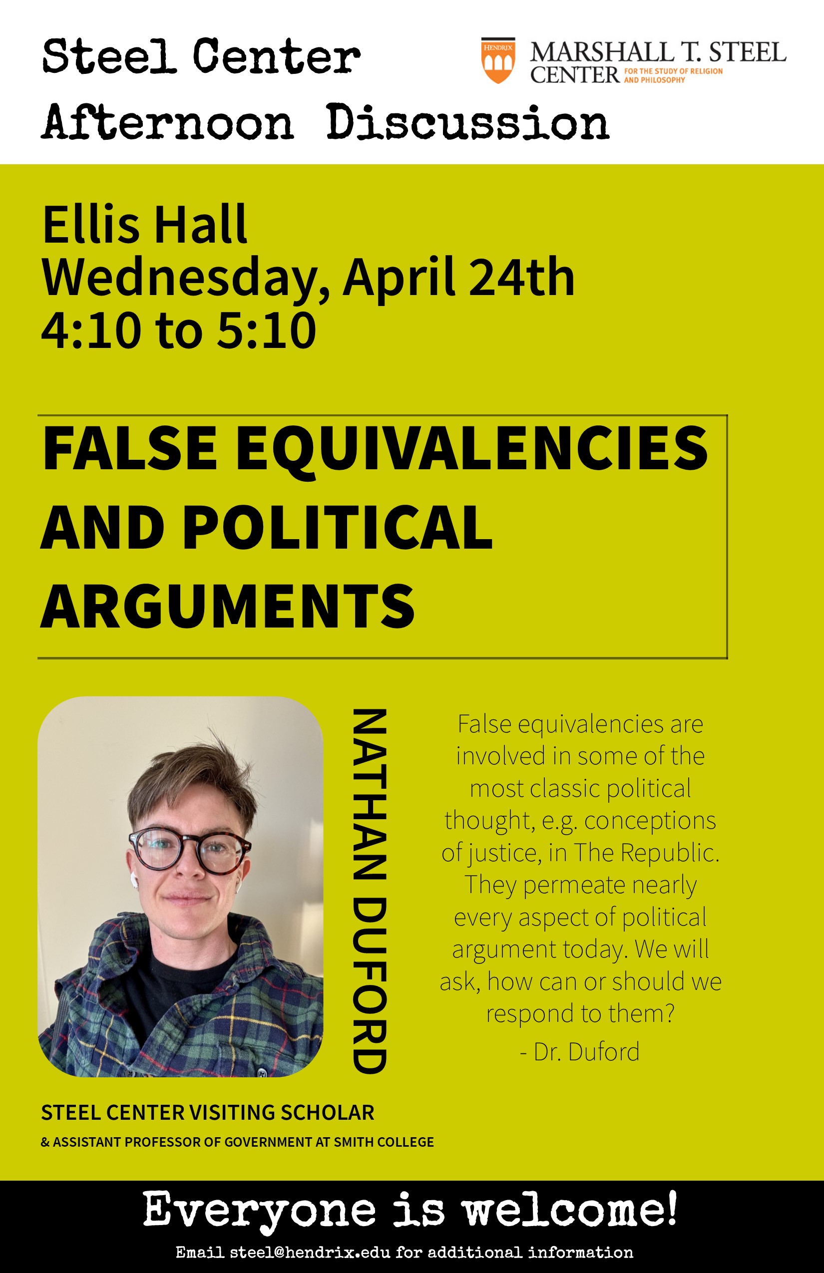 False Equivalencies and Political Arguments Wednesday Afternoon Discussion Flyer